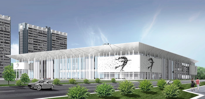 На юго-западе Москвы продолжается строительство нового ледового дворца для школы «Самбо-70»