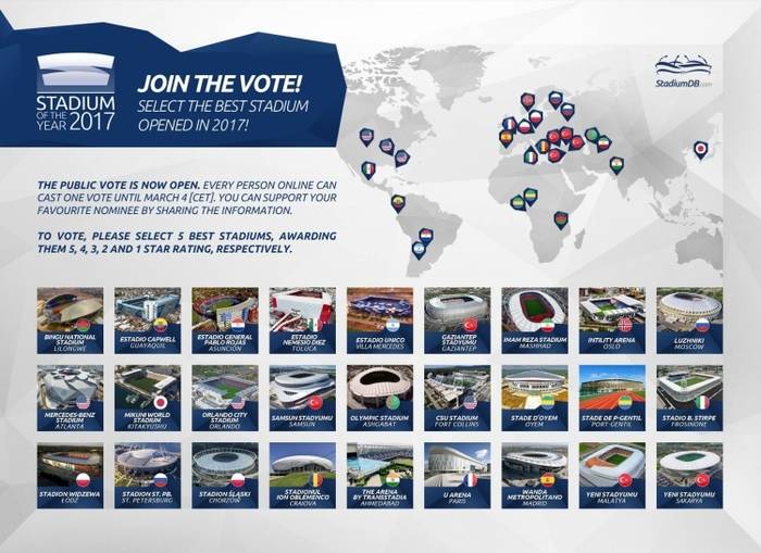 Стартовало голосование по выбору лучшего стадиона 2017 года